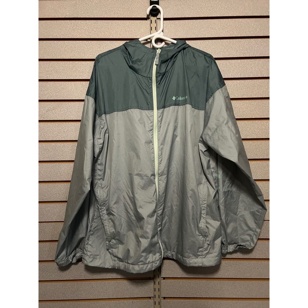 Columbia Mens Grey Colorblock Hooded Windbreaker Jacket XL WM8777